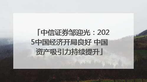 中信证券邹迎光：2025中国经济开局良好 中国资产吸引力持续提升